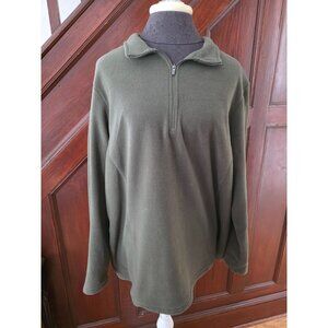 Lands End Soft XL Green Fleece Quarter-Zip Pullover